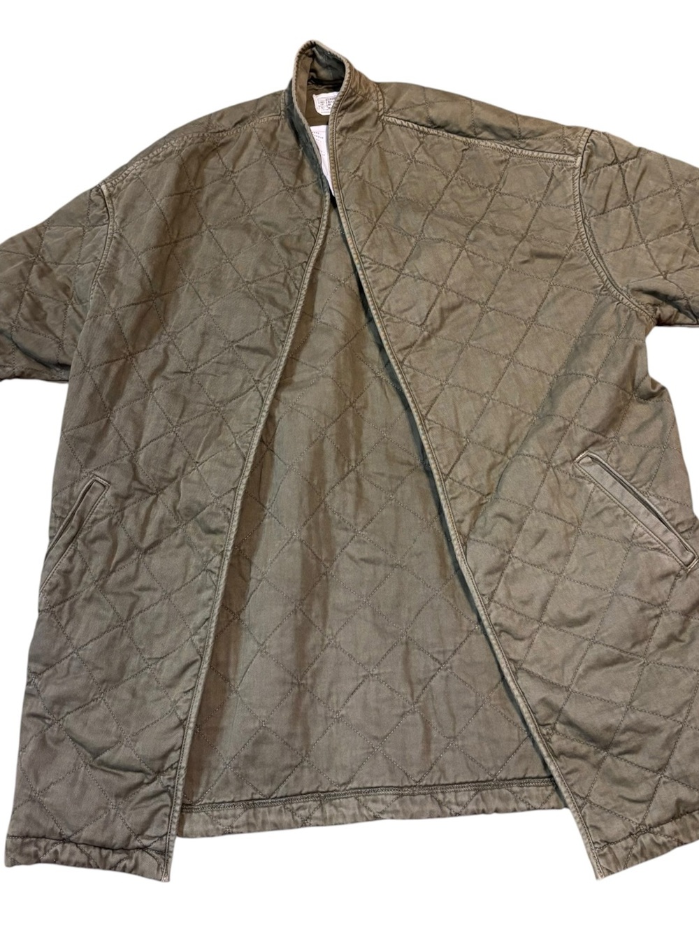 Current/Elliott Quilted Open Front Kimono Jacket Coat oversized Green- US Size S